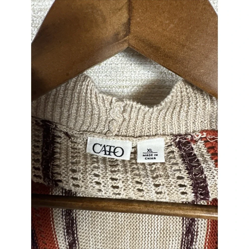 Cato Women's XL Open Front Long Sleeve Sweater Western Country Boho Fringe Soft - Picture 3 of 10